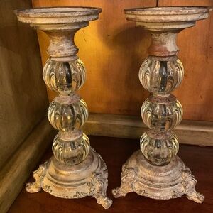SALE! $20 or 3 for $50 9” glass ball candlesticks